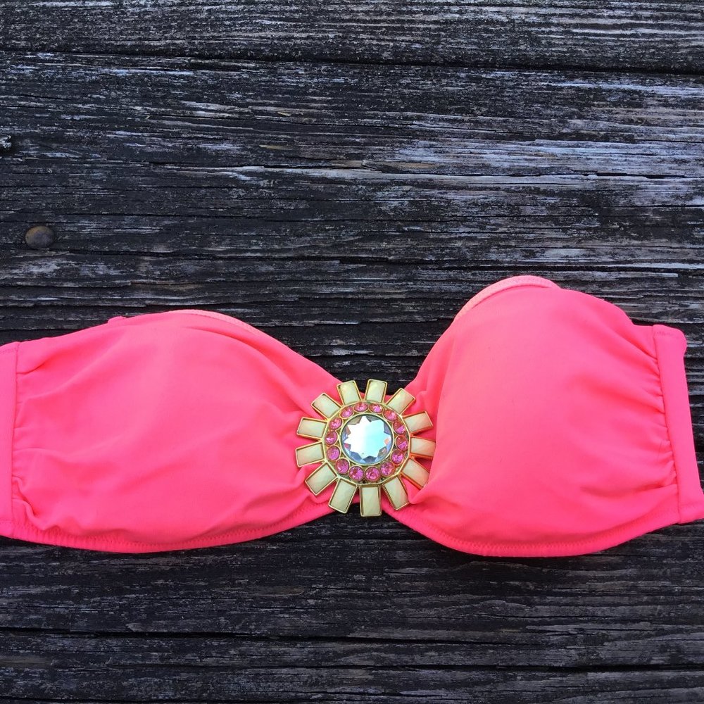 Victoria's Secret Women's Jeweled Pink Bandeau Bikini Top  Size M